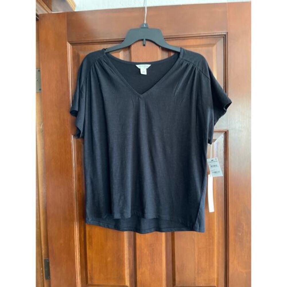 Caslon organic cotton blend V-neck blouse size small